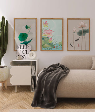 Images de fleurs de lotus avec des designs minimalistes