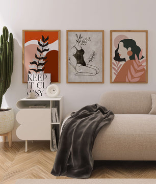 Triptyque d'art minimaliste dans des tons terreux