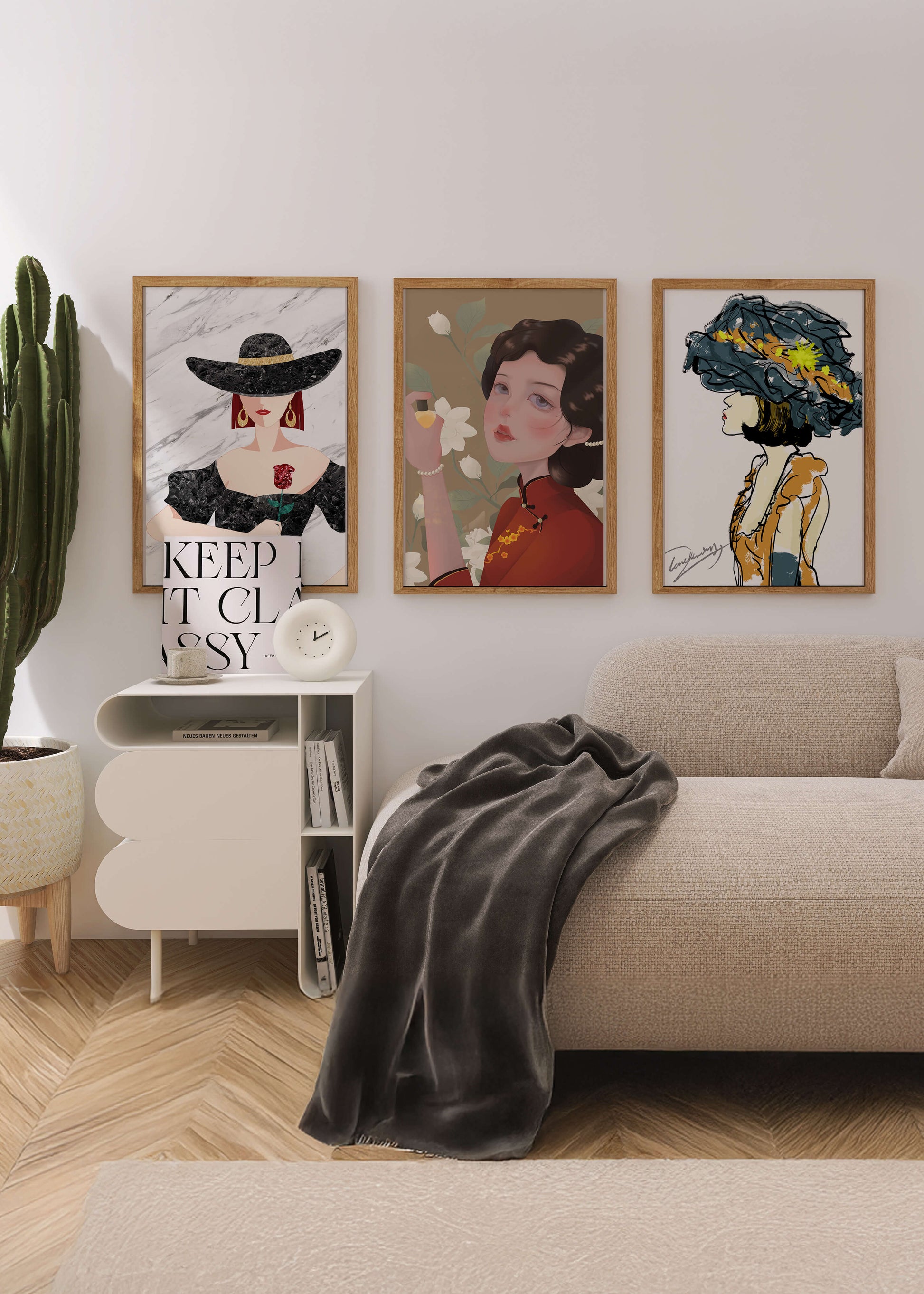 Set de Arte con Retratos de Mujeres en Estilo Clásico y Moderno