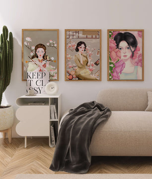 Arte Moderno de Mujeres Asiáticas en Decoración de Pared
