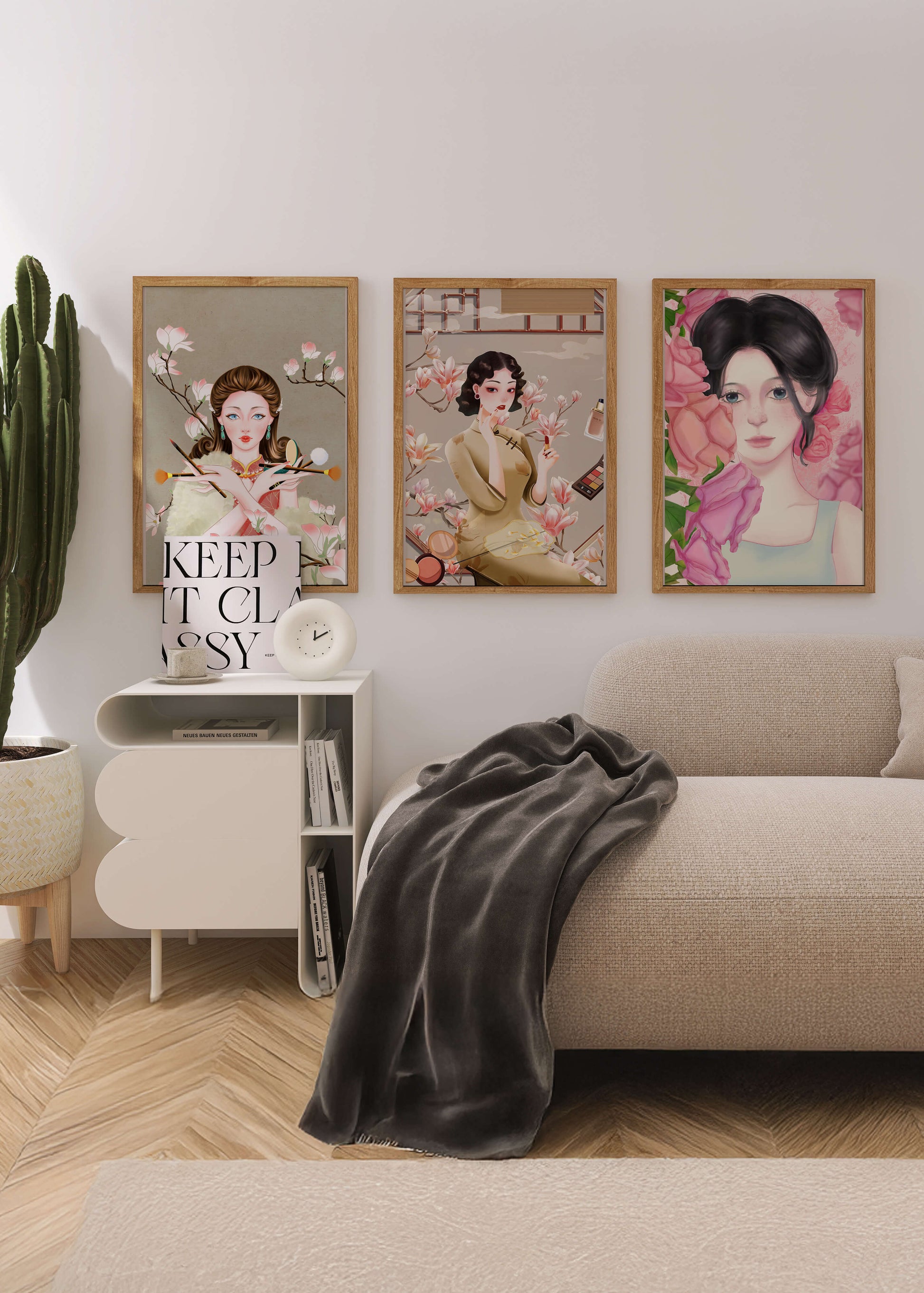 Arte Moderno de Mujeres Asiáticas en Decoración de Pared