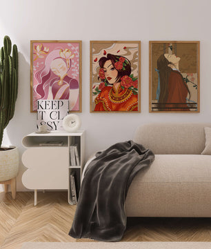 Conjunto de Ilustraciones de Estilo Asiático Presentadas Sin Marco en Fondo Claro