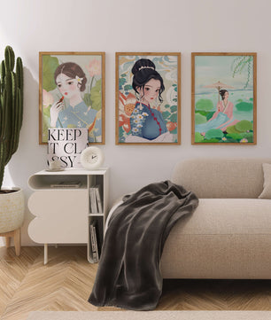 Décoration murale avec art asiatique de femmes élégantes