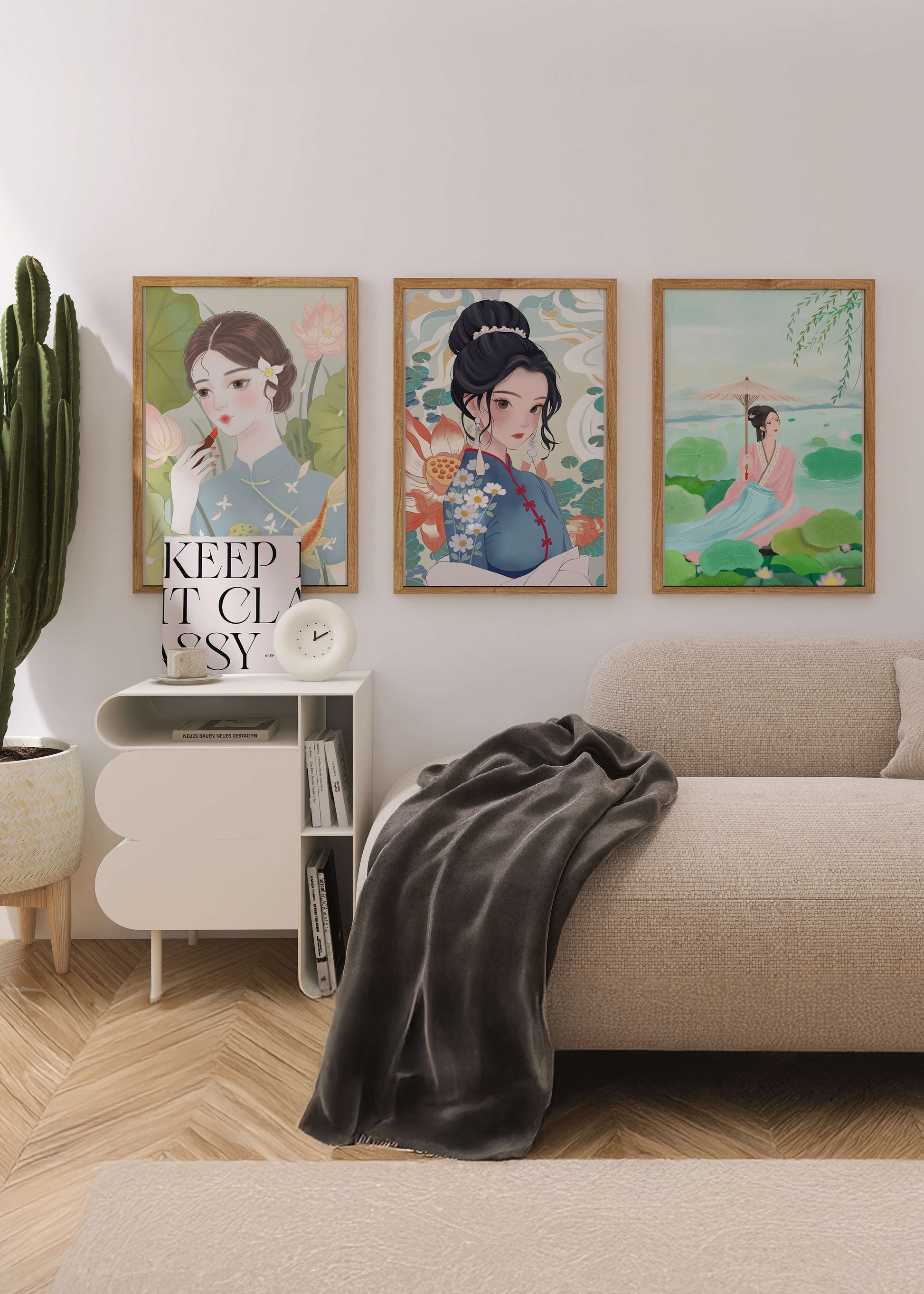 Décoration murale avec art asiatique de femmes élégantes