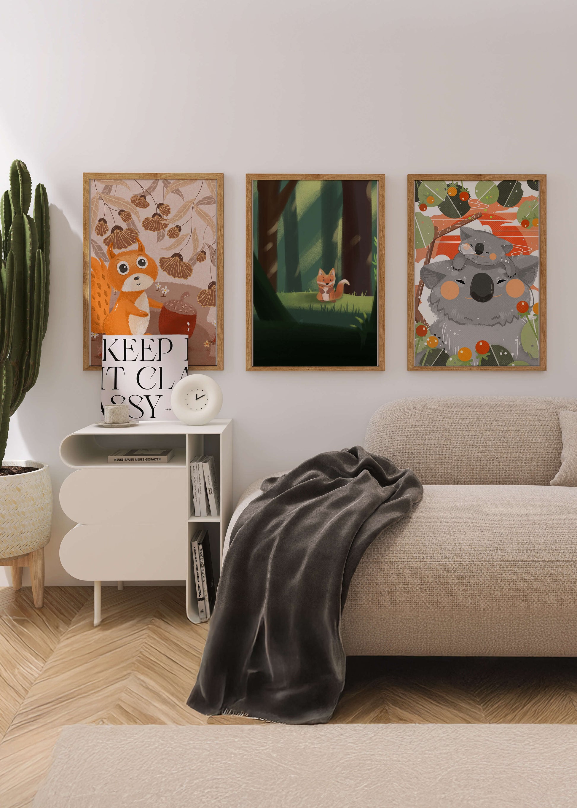 Tríptico de Animales del Bosque en Estilo Infantil