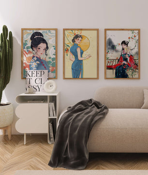 Impresiones Artísticas de Mujeres en Estilo Tradicional Asiático