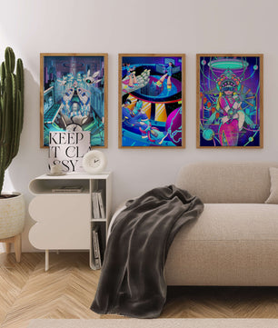 Œuvres d’art de science-fiction au design futuriste et aux couleurs vives