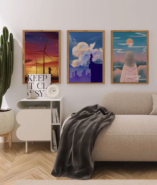 Zeitgenössische Kunst: Minimalistisches Triptychon mit Landschaften