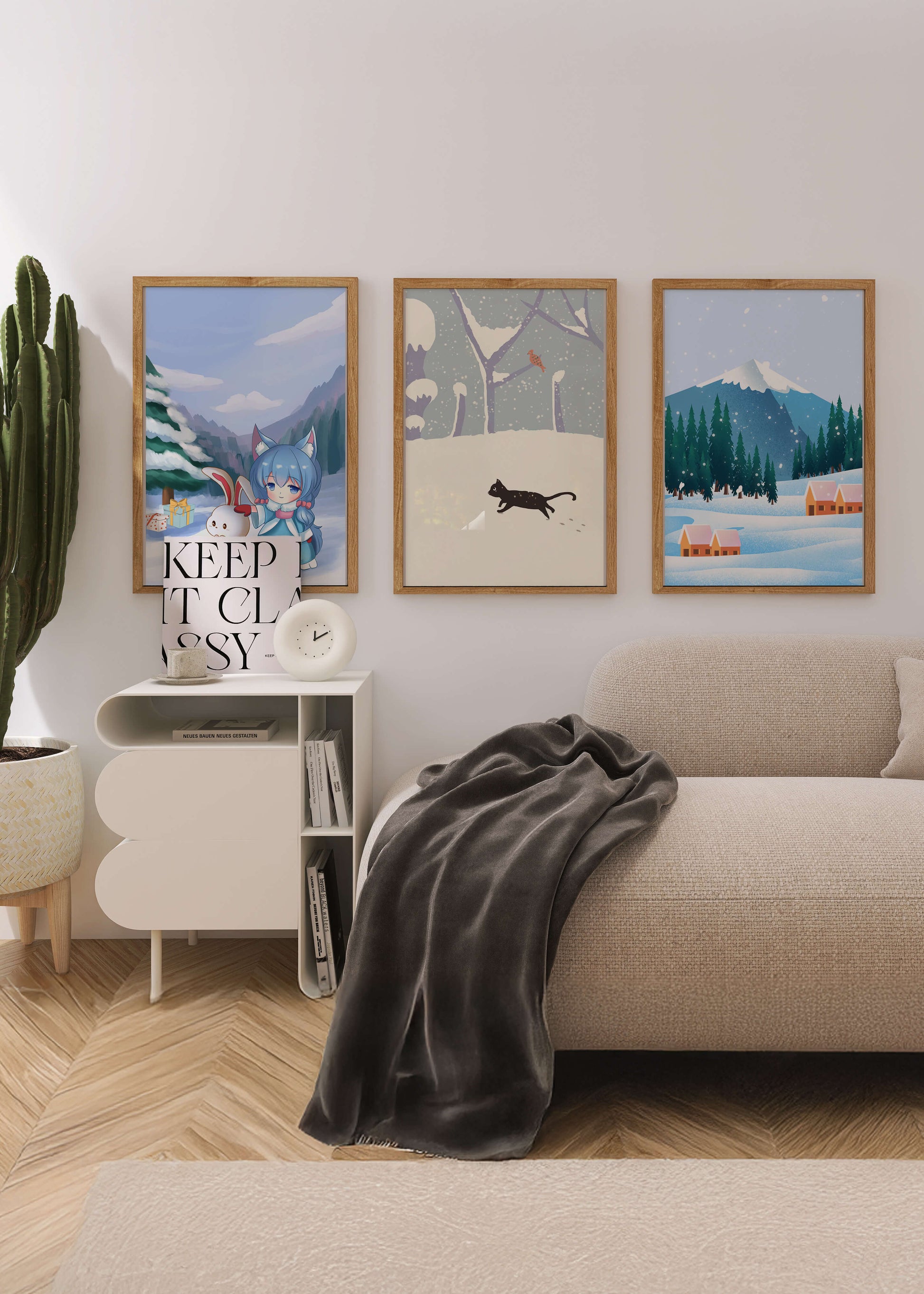 Paysages enneigés et personnage fantastique en impression de haute qualité