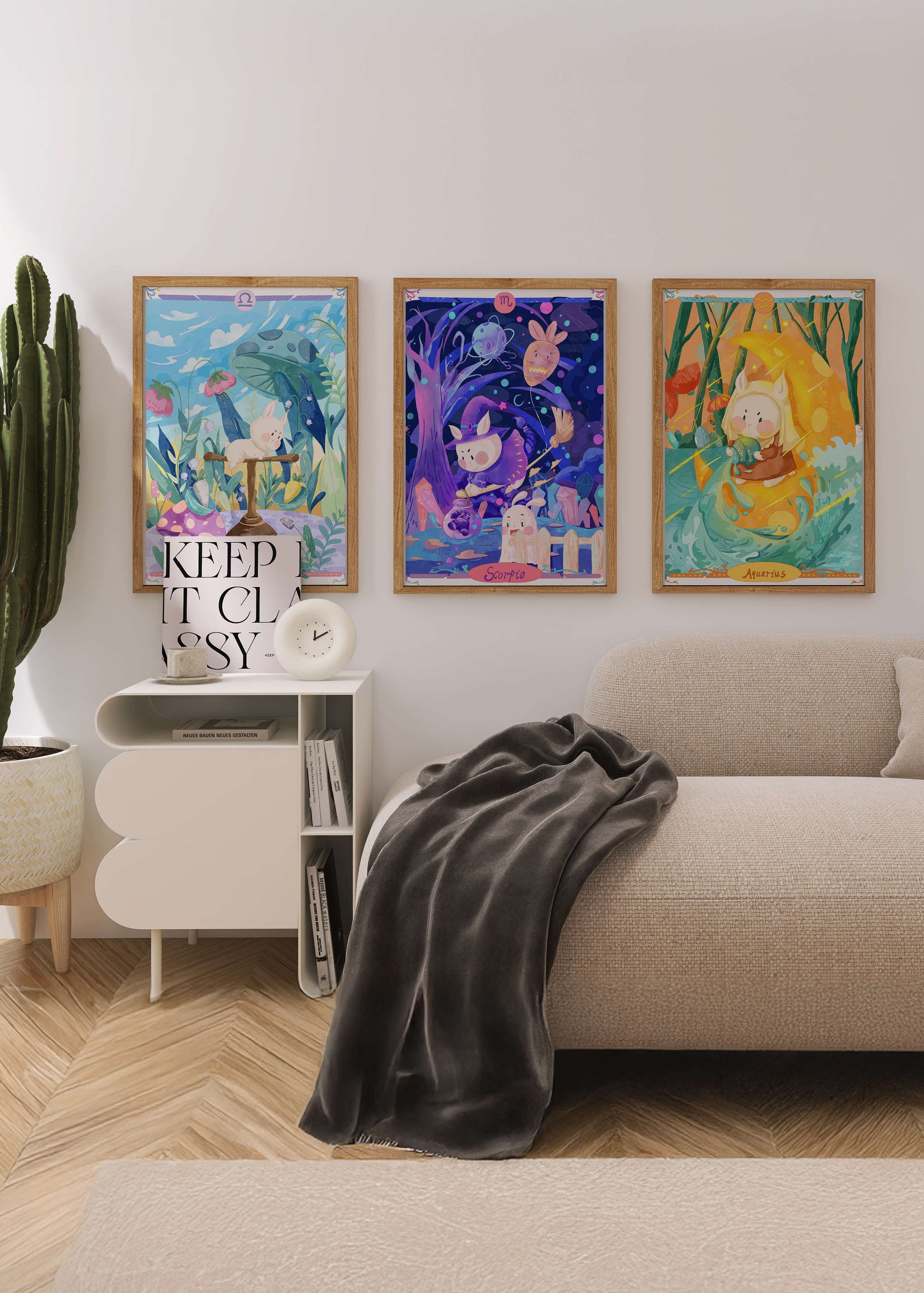 Arte Zodiacal en Lienzo con Ilustraciones Infantiles