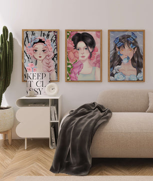Arte De Mujeres Con Flores En Lienzos De Alta Calidad