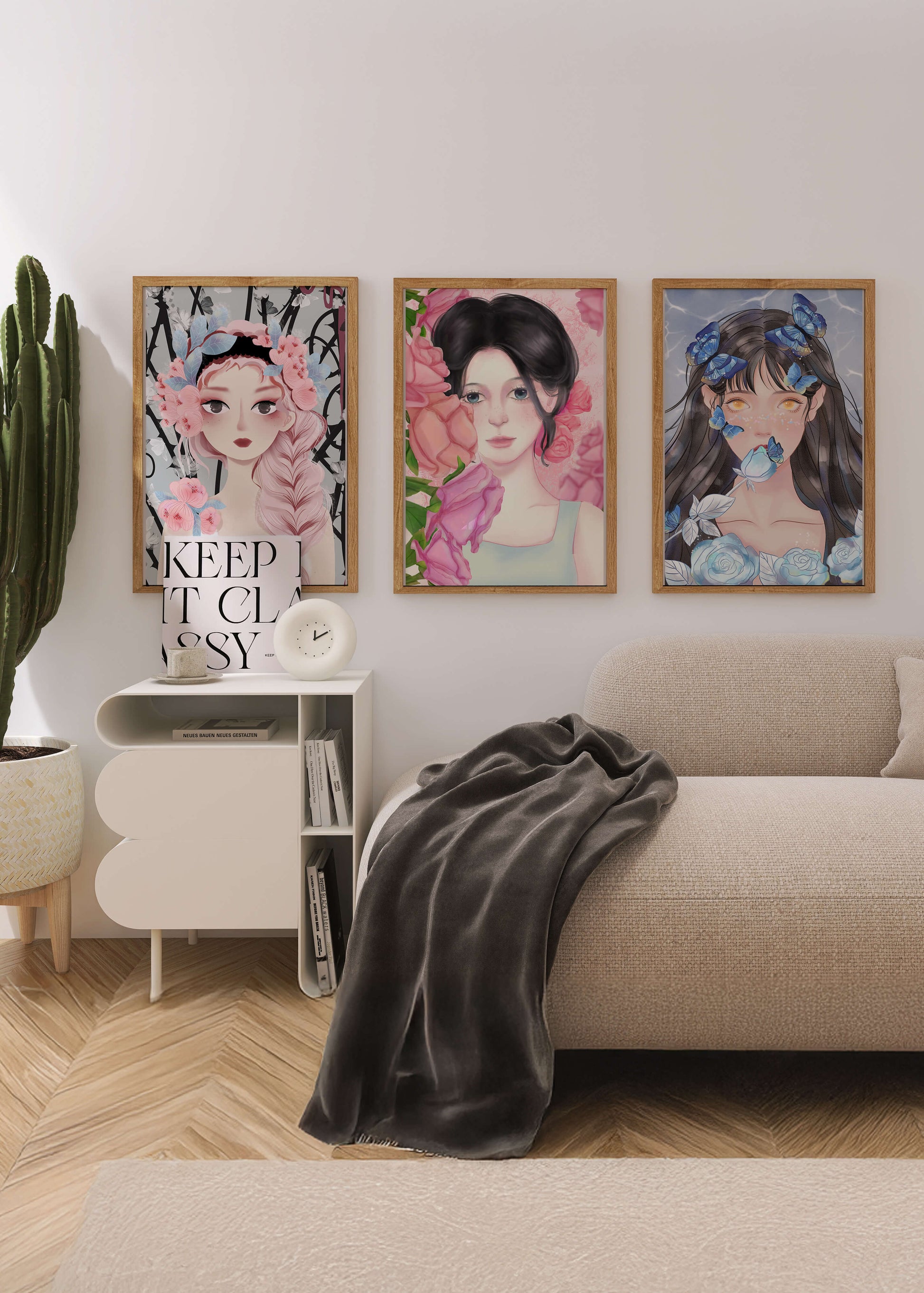 Arte De Mujeres Con Flores En Lienzos De Alta Calidad