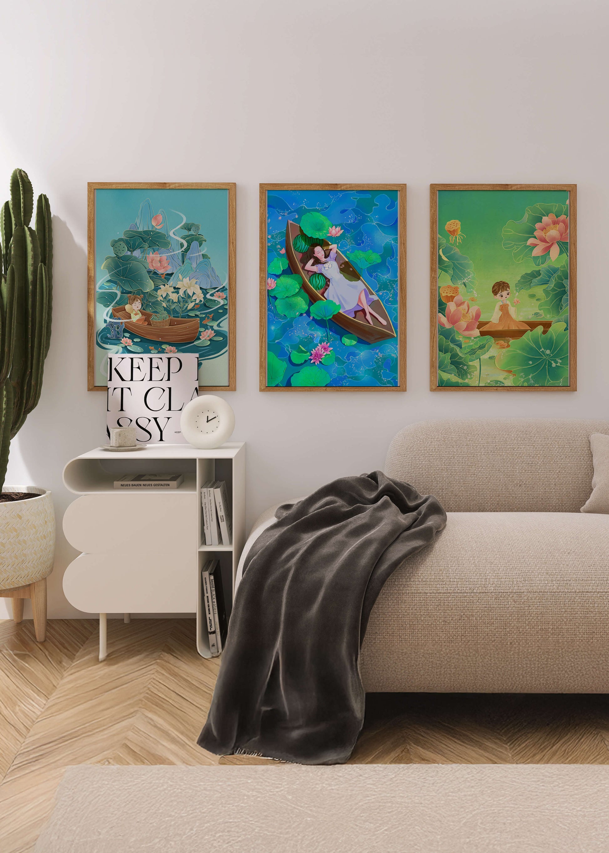 Arte De Niños En Barcos Con Flores Y Agua