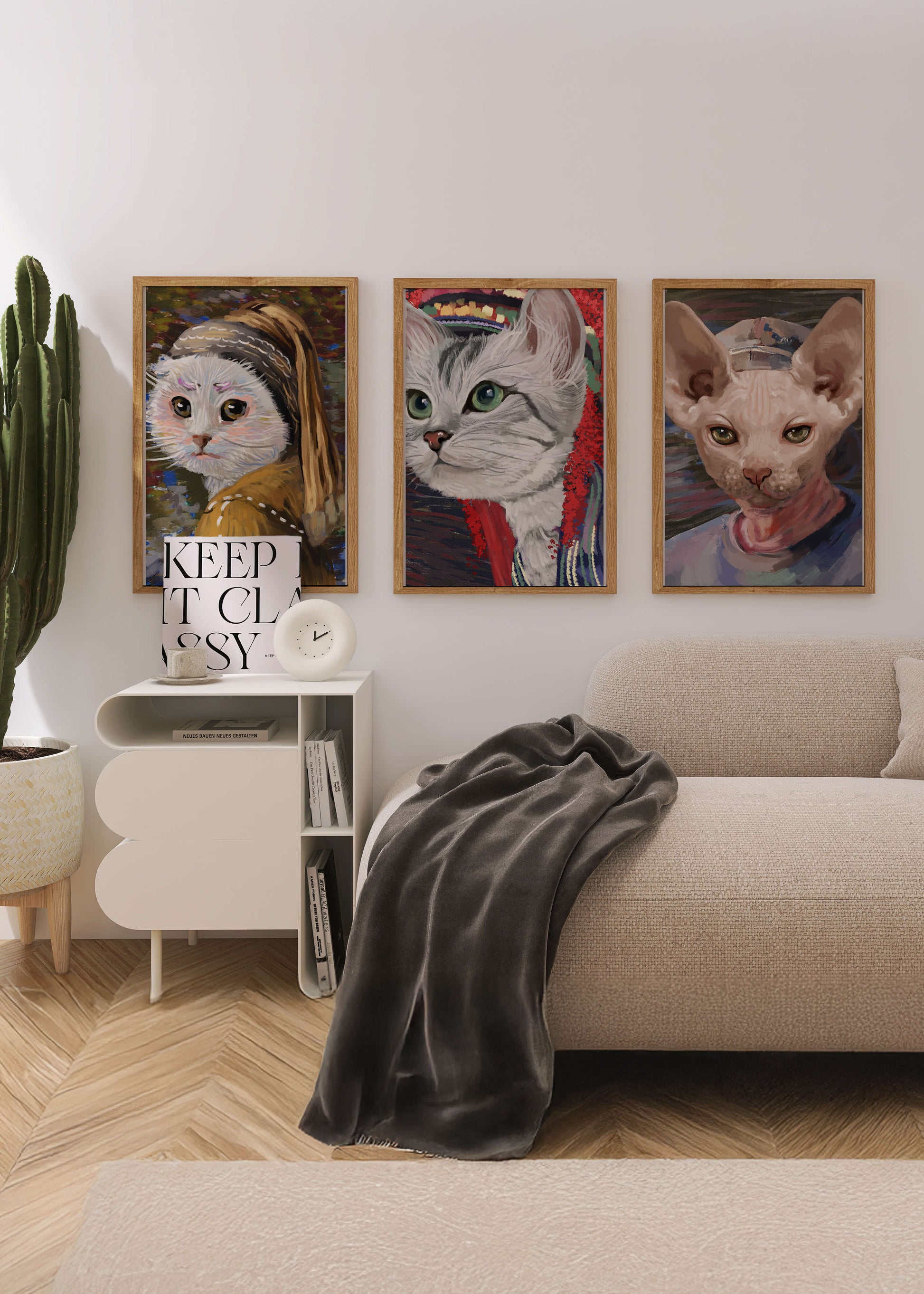 Pinturas de Gatos Elegantes en Estilo Clásico