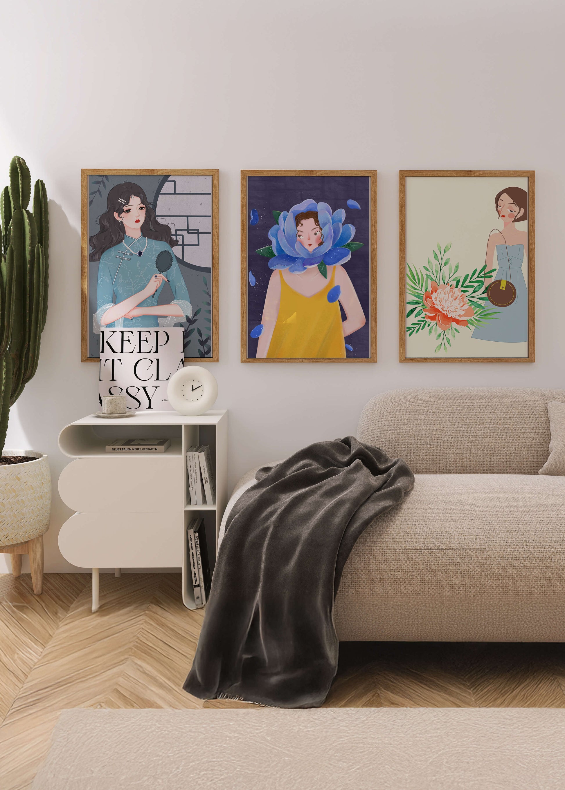 Cuadros Modernos con Ilustraciones Artísticas Femeninas en Estilo Colorido