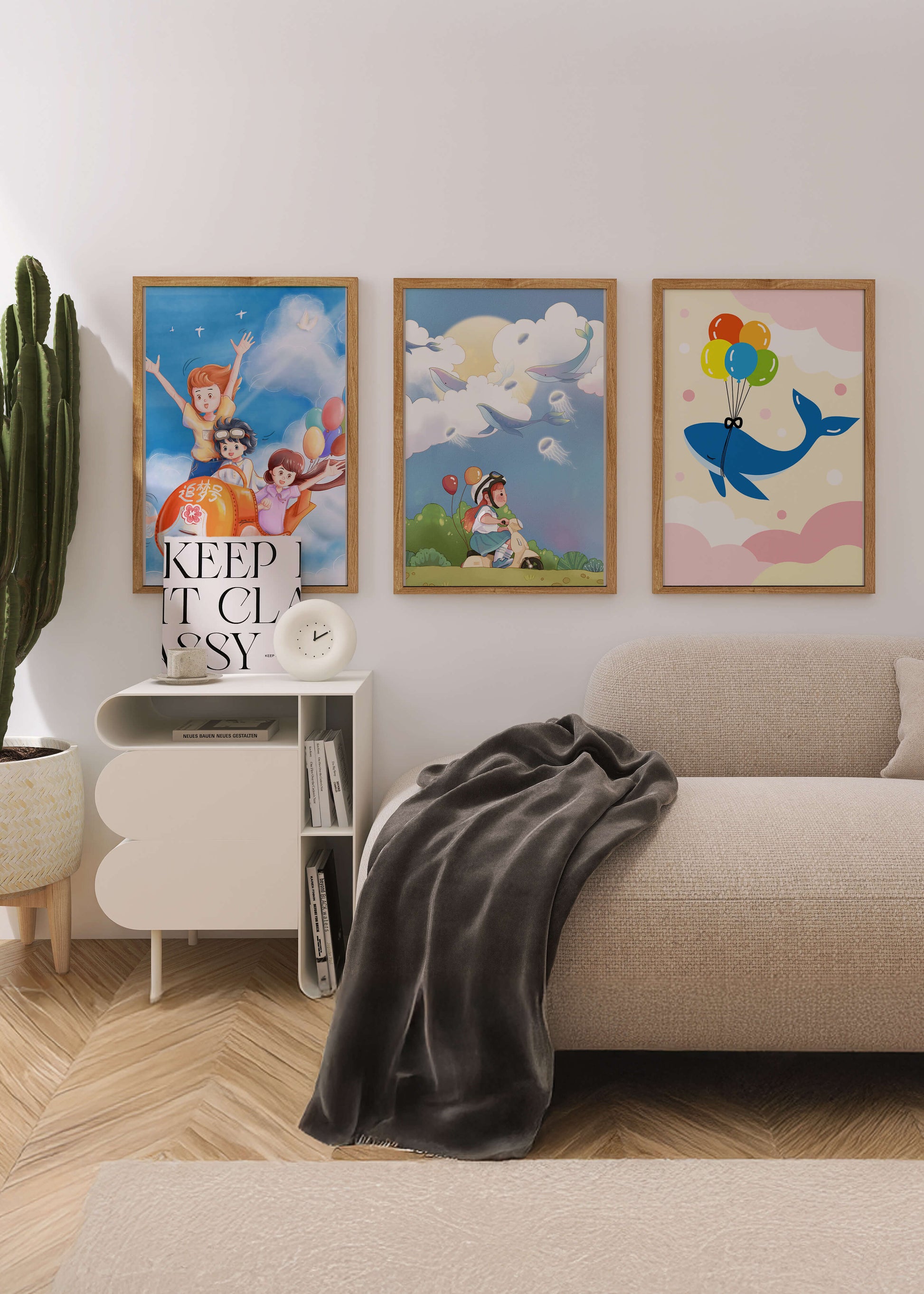 Conjunto de Ilustraciones Fantasía Infantil en Marcos Dorados