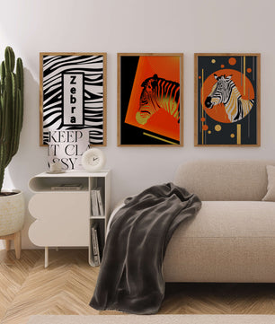 Ensemble d'impressions artistiques de zèbres au design moderne