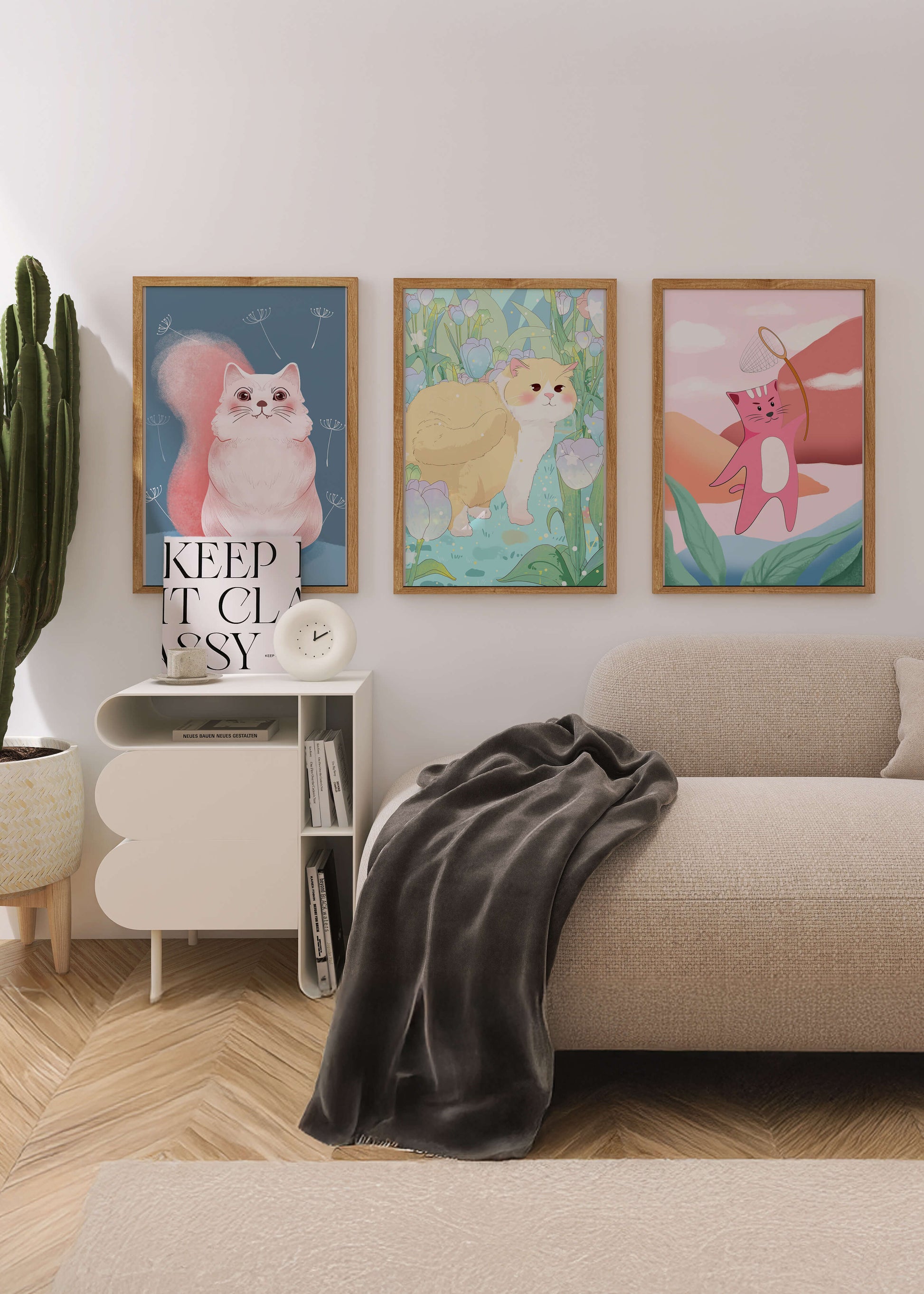 Ensemble d’illustrations de chats dans un style artistique moderne