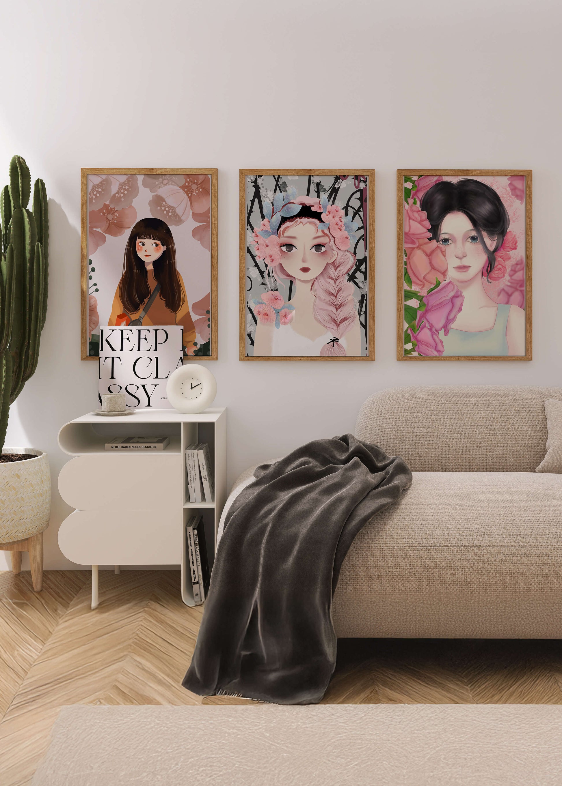 Illustrations artistiques de femmes avec des fleurs et inspiration botanique