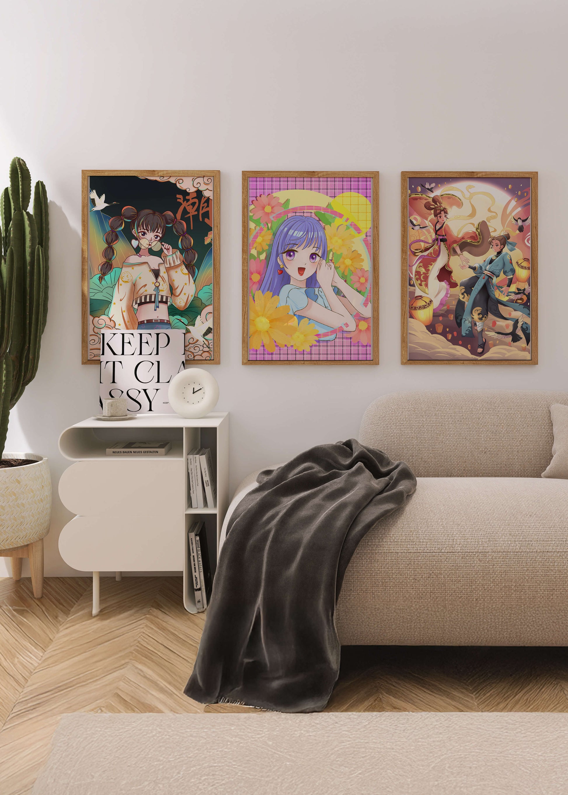 Ensemble d'illustrations d'anime aux designs joyeux et colorés