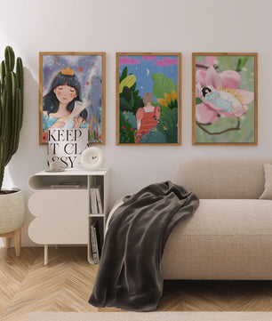 Conjunto De Tres Ilustraciones Artísticas Sin Marco