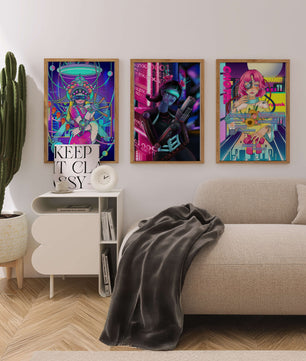 Ensemble d'affiches avec art de style cybernétique