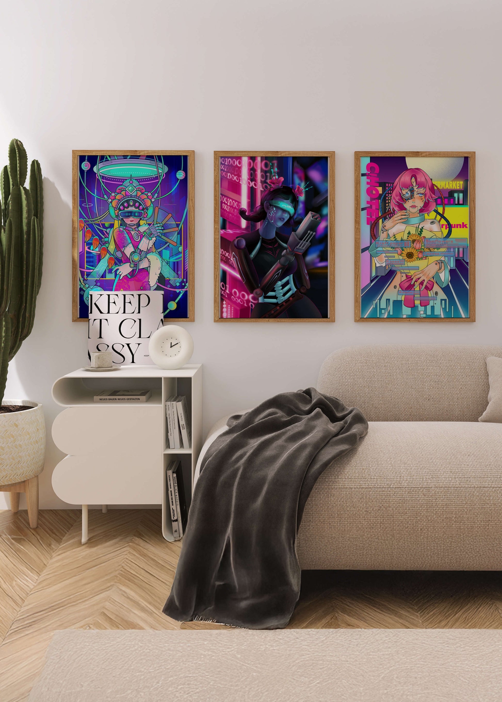 Ensemble d'affiches avec art de style cybernétique