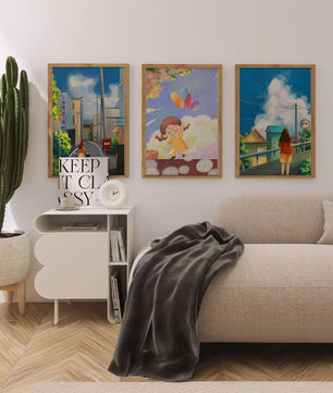 Conjunto de Lienzos de Arte Infantil y Escenas Urbanas