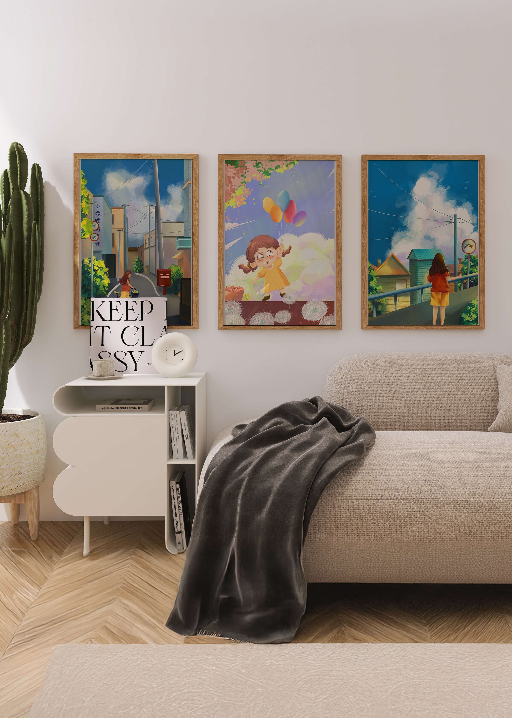 Conjunto de Lienzos de Arte Infantil y Escenas Urbanas