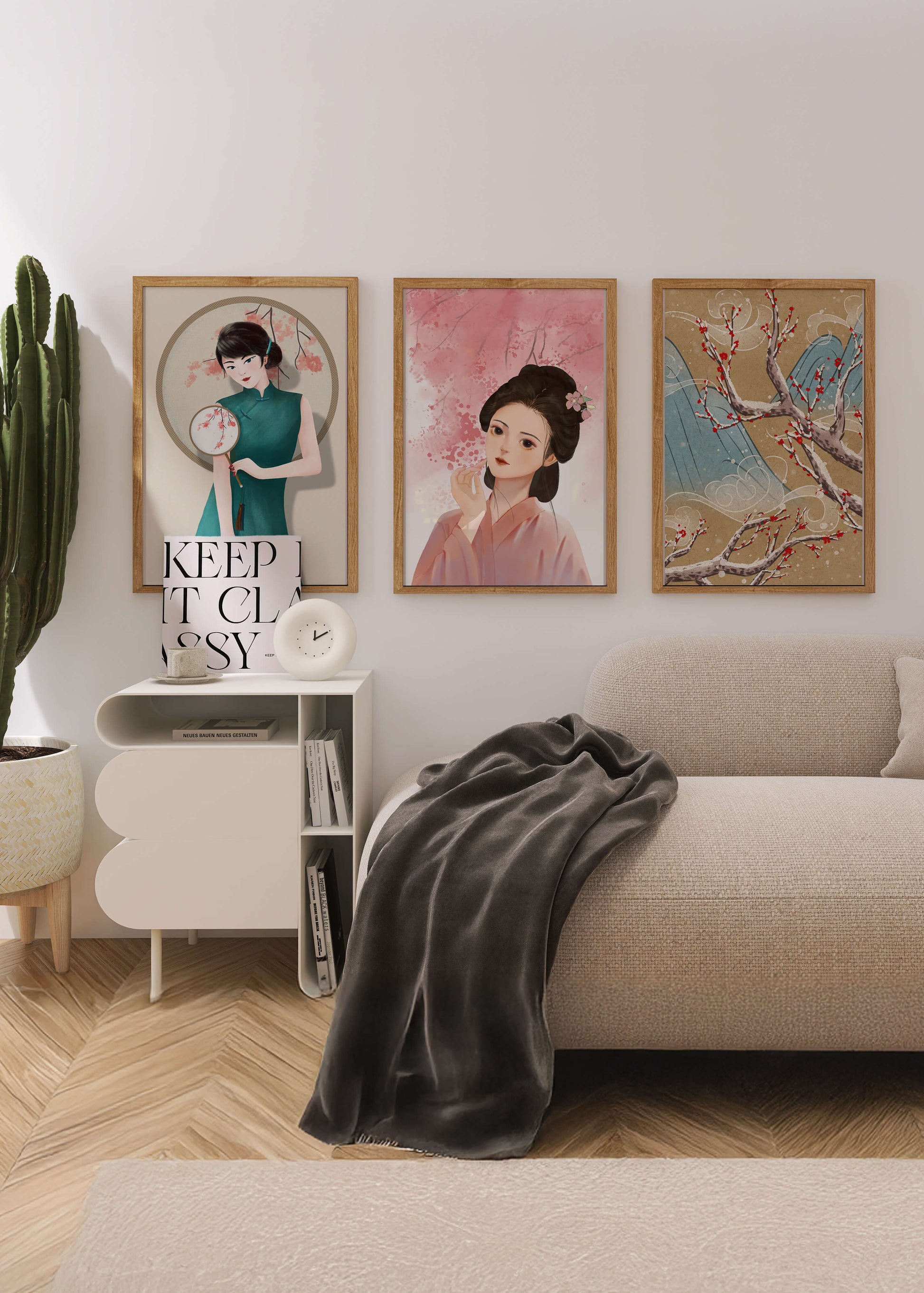 Elegante Arte Asiático en Estilo Moderno