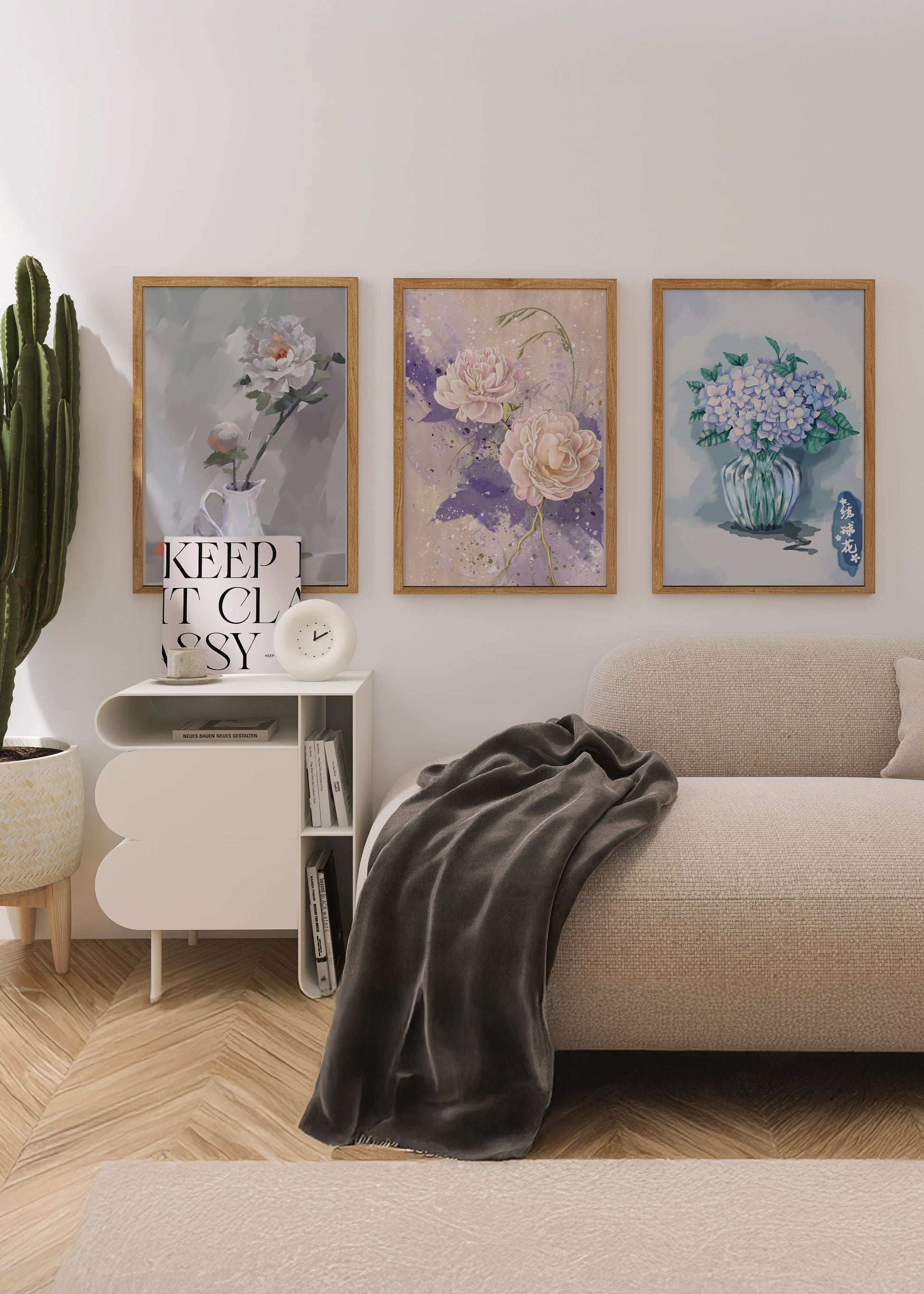 Ensemble d’art floral imprimé sans cadre au format vertical