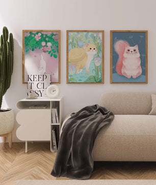 Conjunto De Ilustraciones De Gatos Con Fondos Naturales