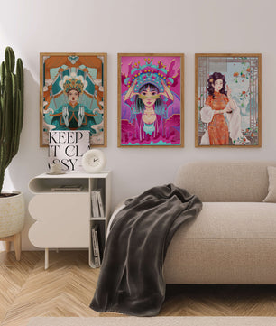 Art moderne de femmes en costumes traditionnels orientaux