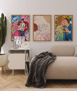 Ensemble d’œuvres d’art de couples en style Pop Art et ligne