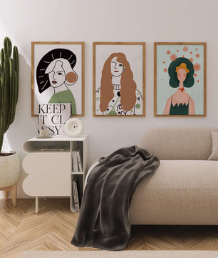Obras Modernas de Arte con Figuras Femeninas y Coloridos Abstractos