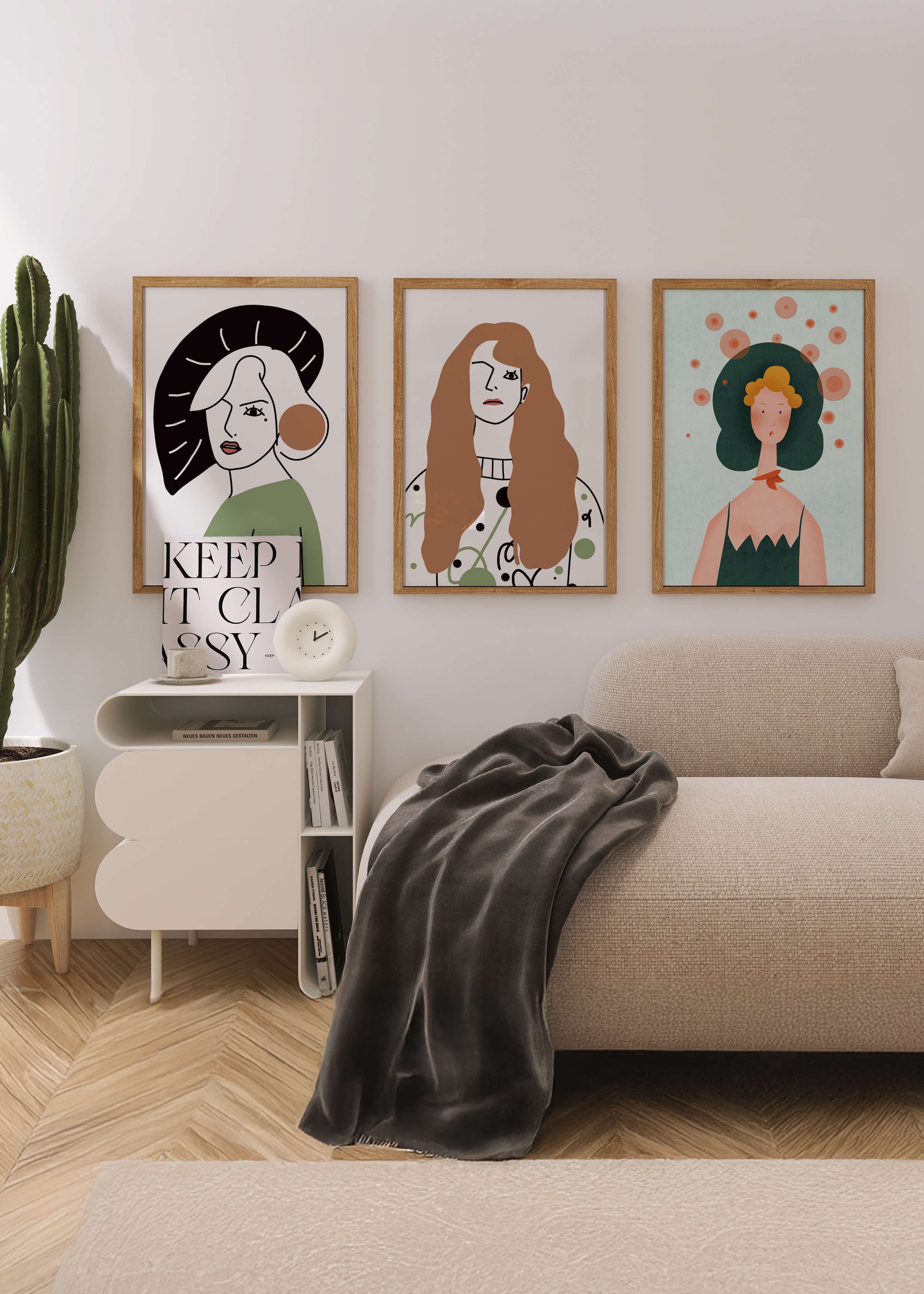 Obras Modernas de Arte con Figuras Femeninas y Coloridos Abstractos