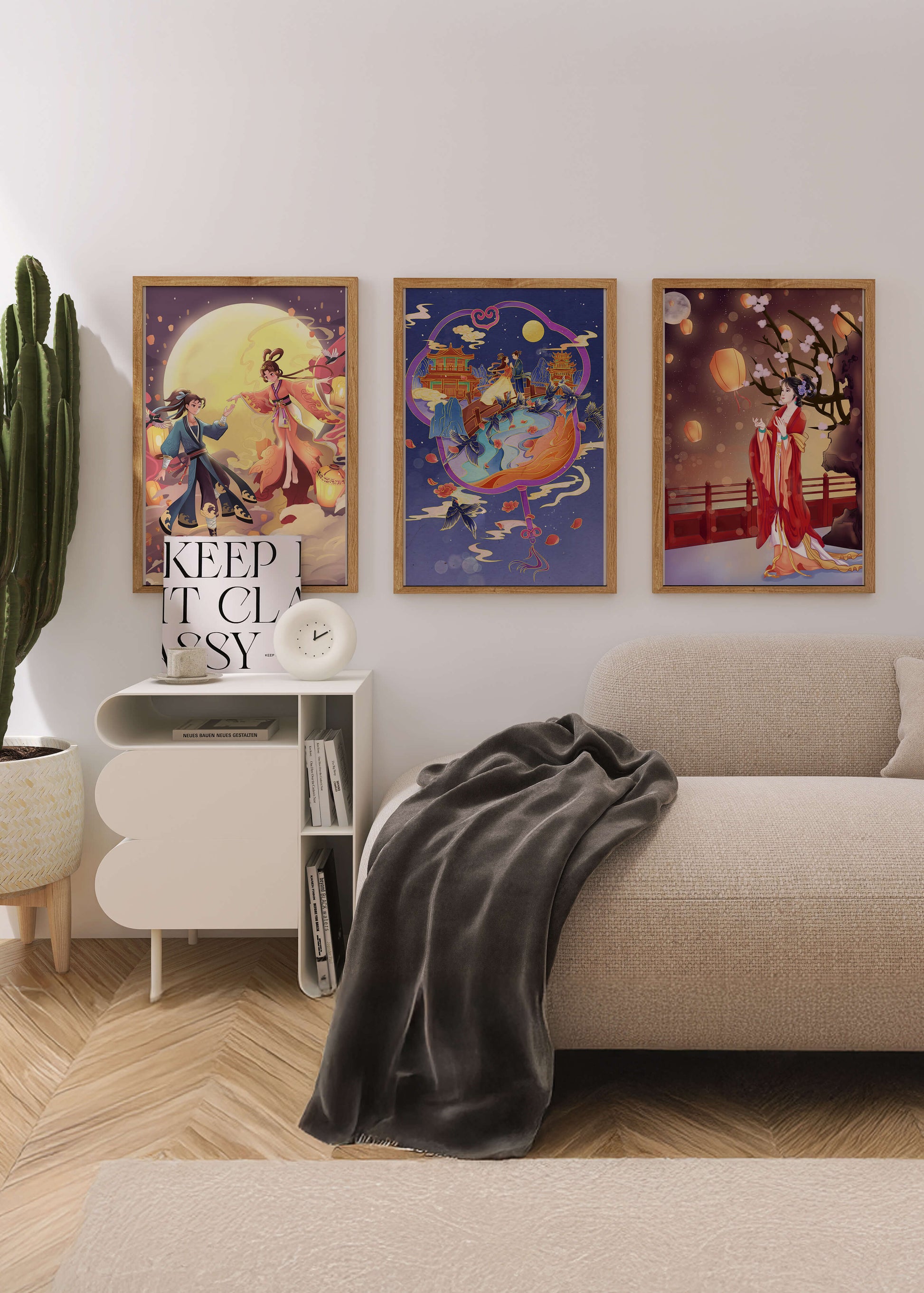 Satz asiatischer Illustrationen im kulturellen Stil