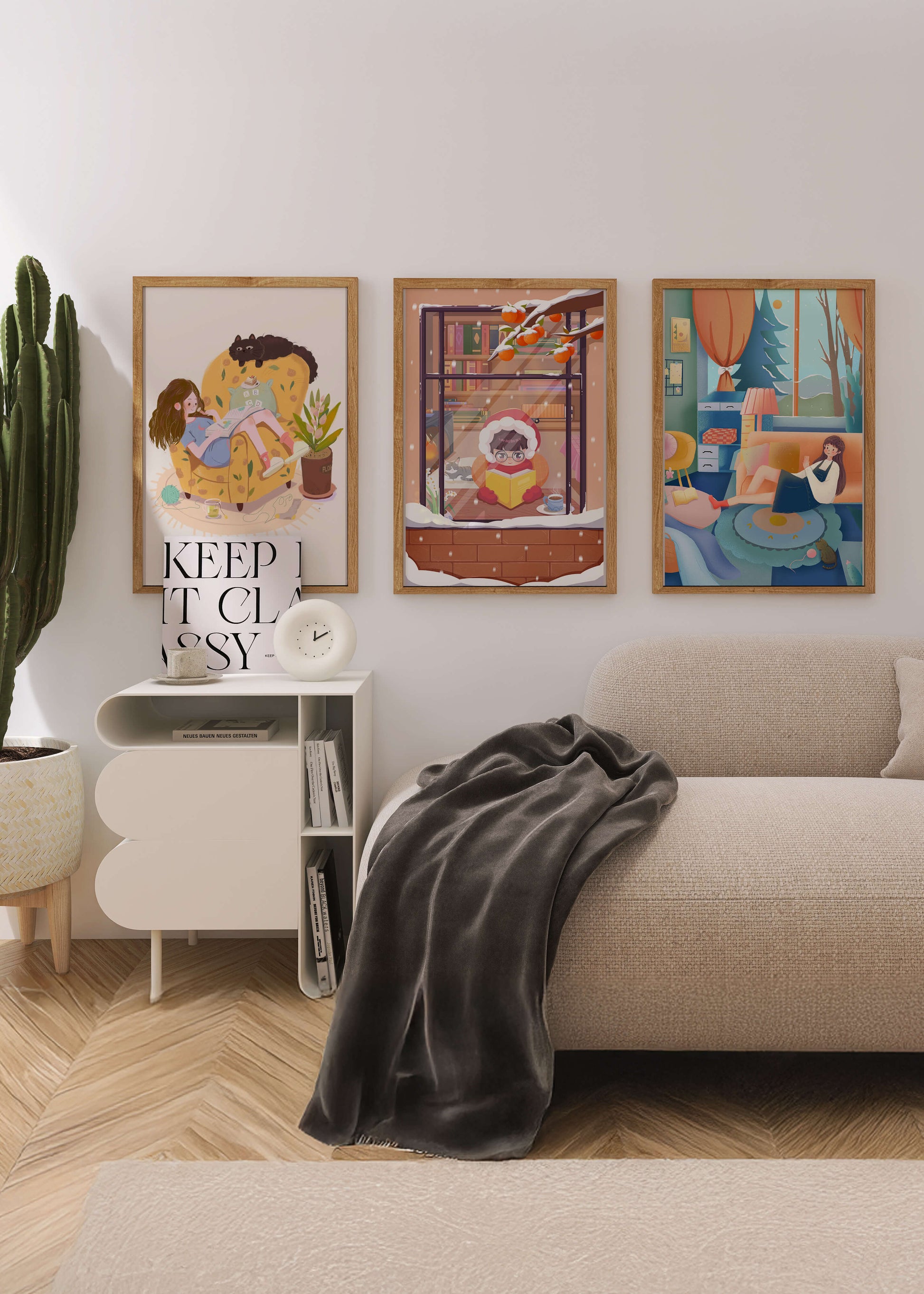 Décorations artistiques chaleureuses pour la maison avec illustrations d'hiver