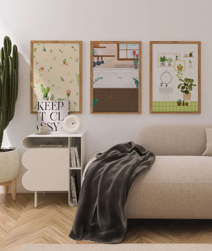 Art mural sur le thème des plantes et cuisine moderne