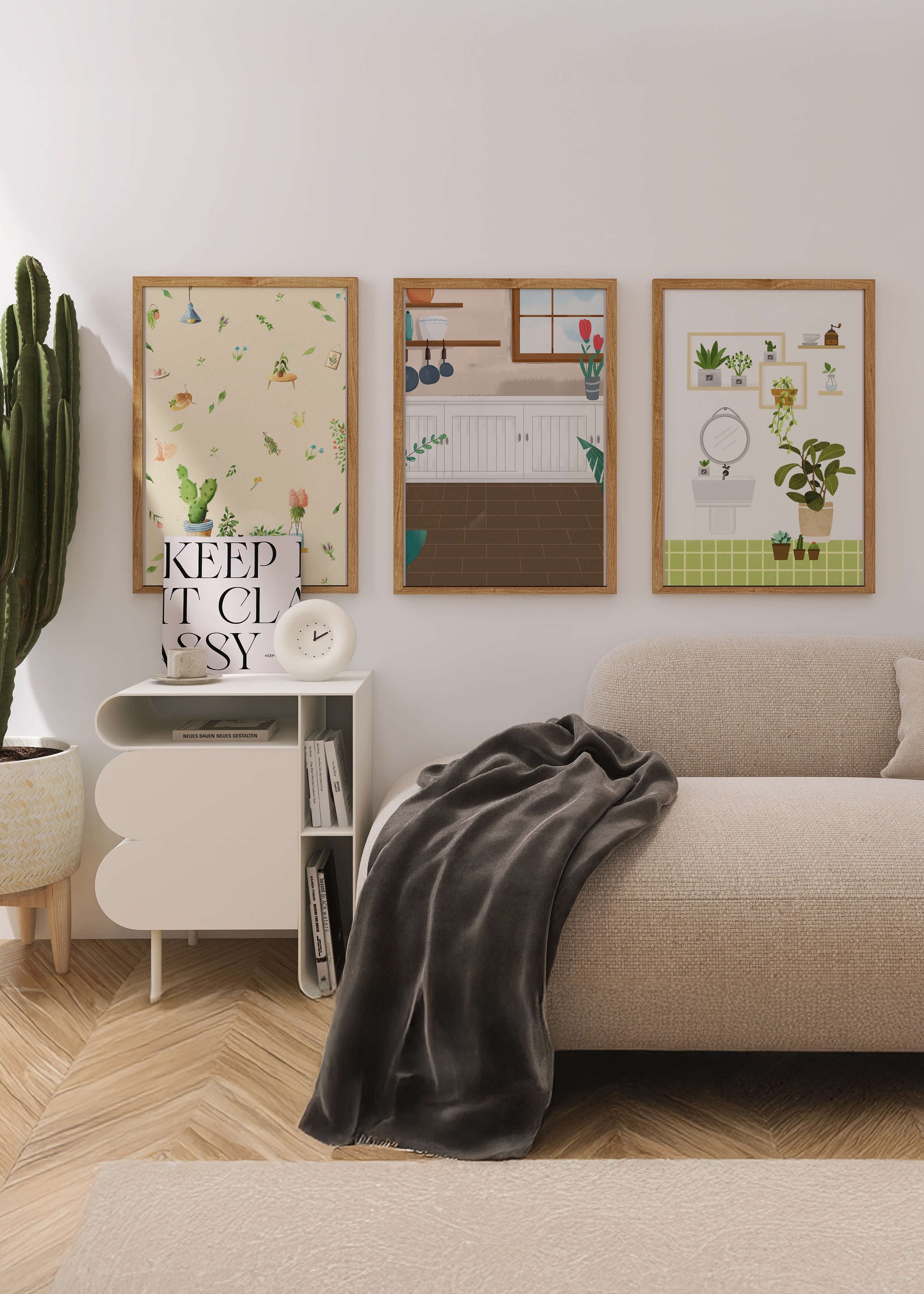 Art mural sur le thème des plantes et cuisine moderne