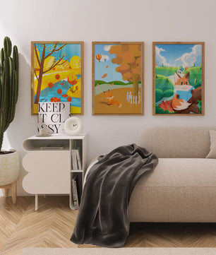 Ensemble d’illustrations de renards dans des paysages naturels