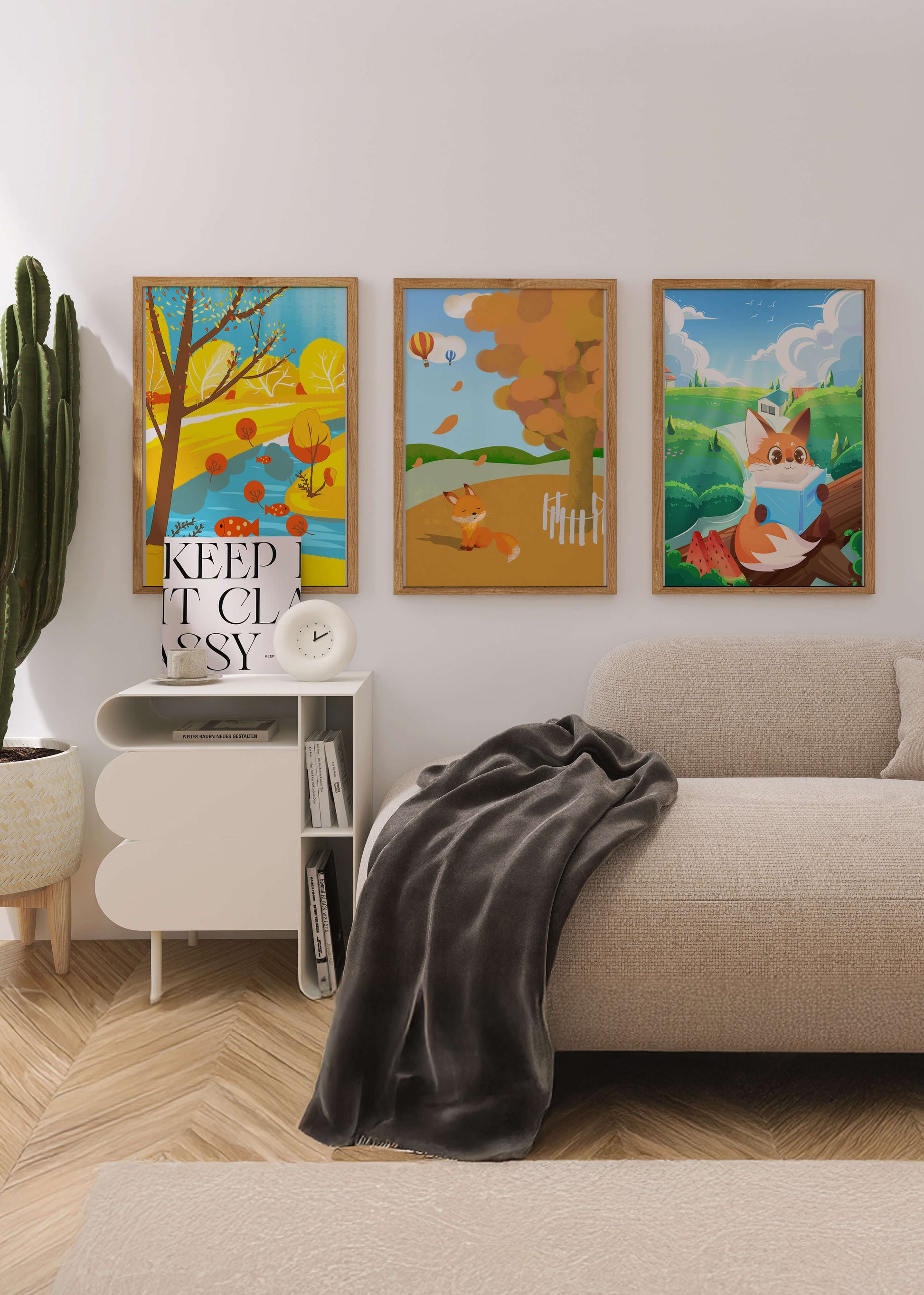 Conjunto de Ilustraciones de Zorros en Paisajes Naturales