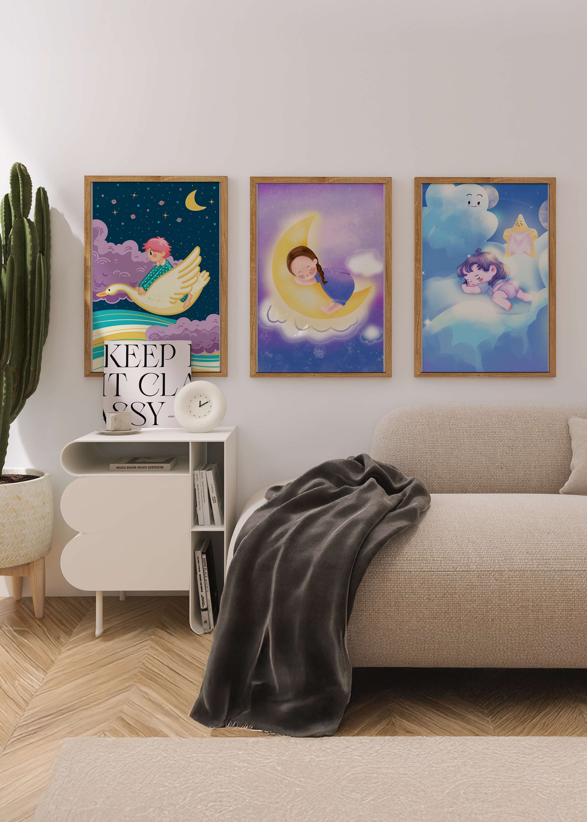 Pósteres Infantiles De Cielo Nocturno Con Niños Durmiendo