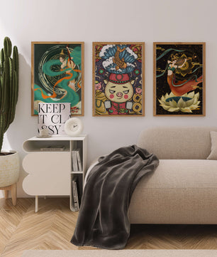 Ensemble d'art asiatique avec motifs traditionnels