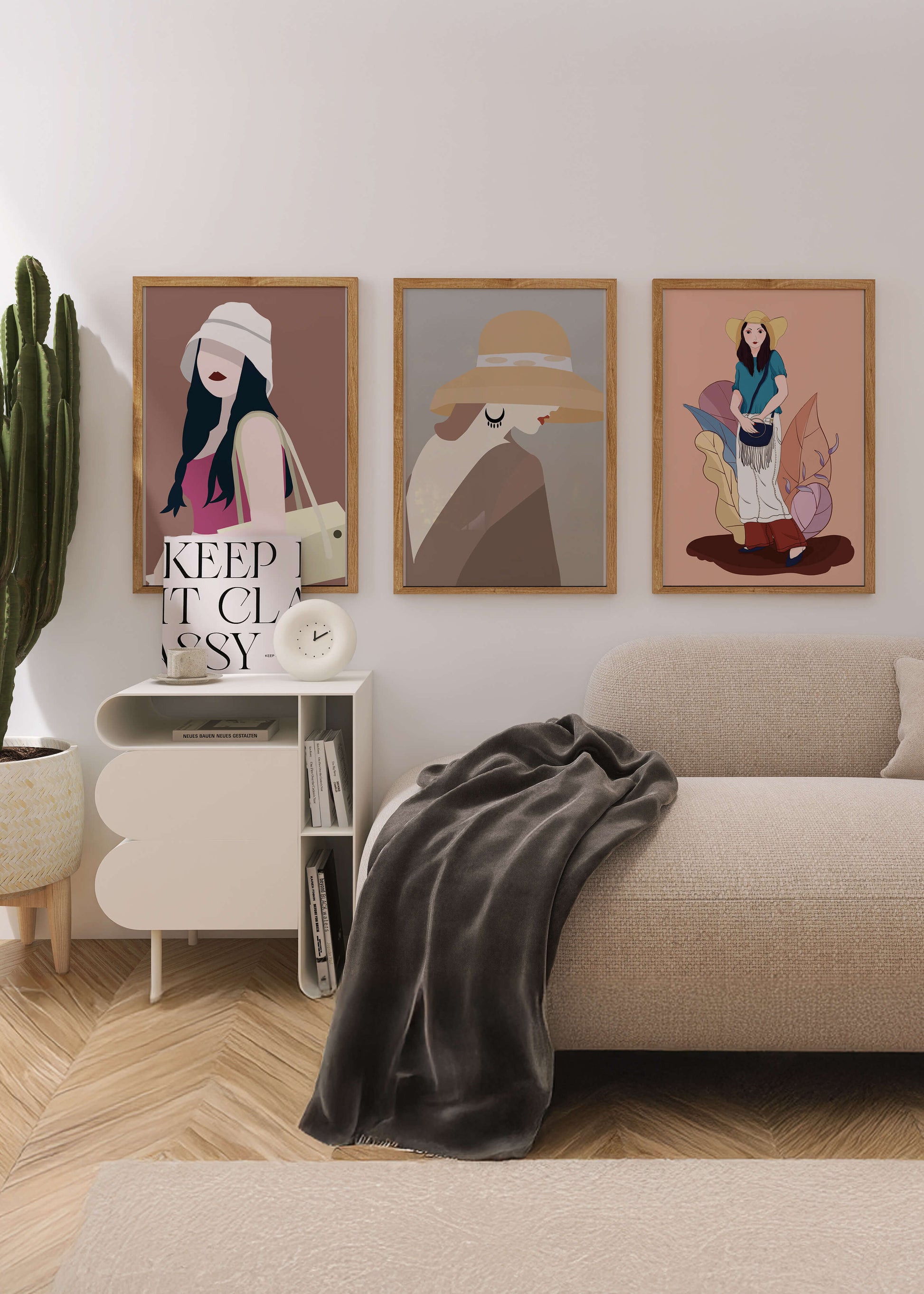 Retratos Modernos de Mujeres con Sombreros en Estilo Vectorial
