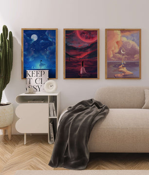 Décoration murale moderne avec œuvres d'art sans cadre