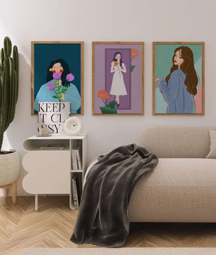 Wanddekoration mit modernen Illustrationen