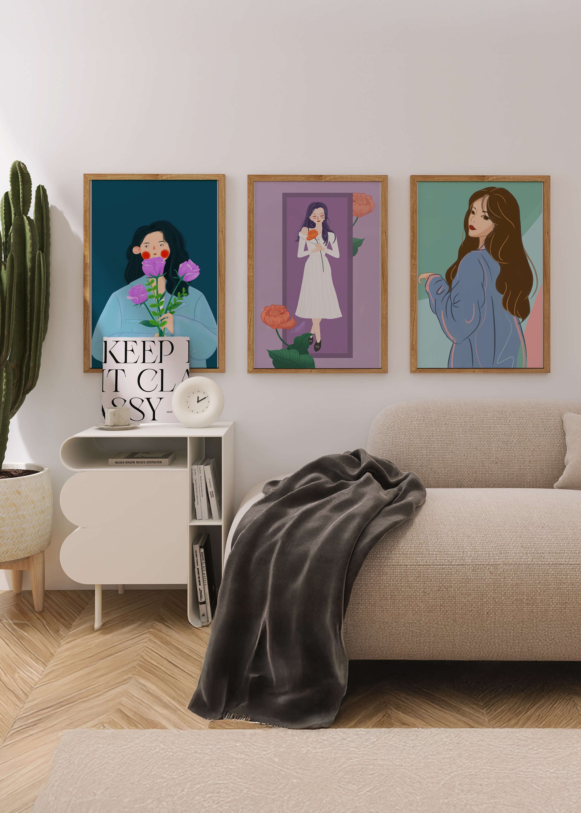 Wanddekoration mit modernen Illustrationen