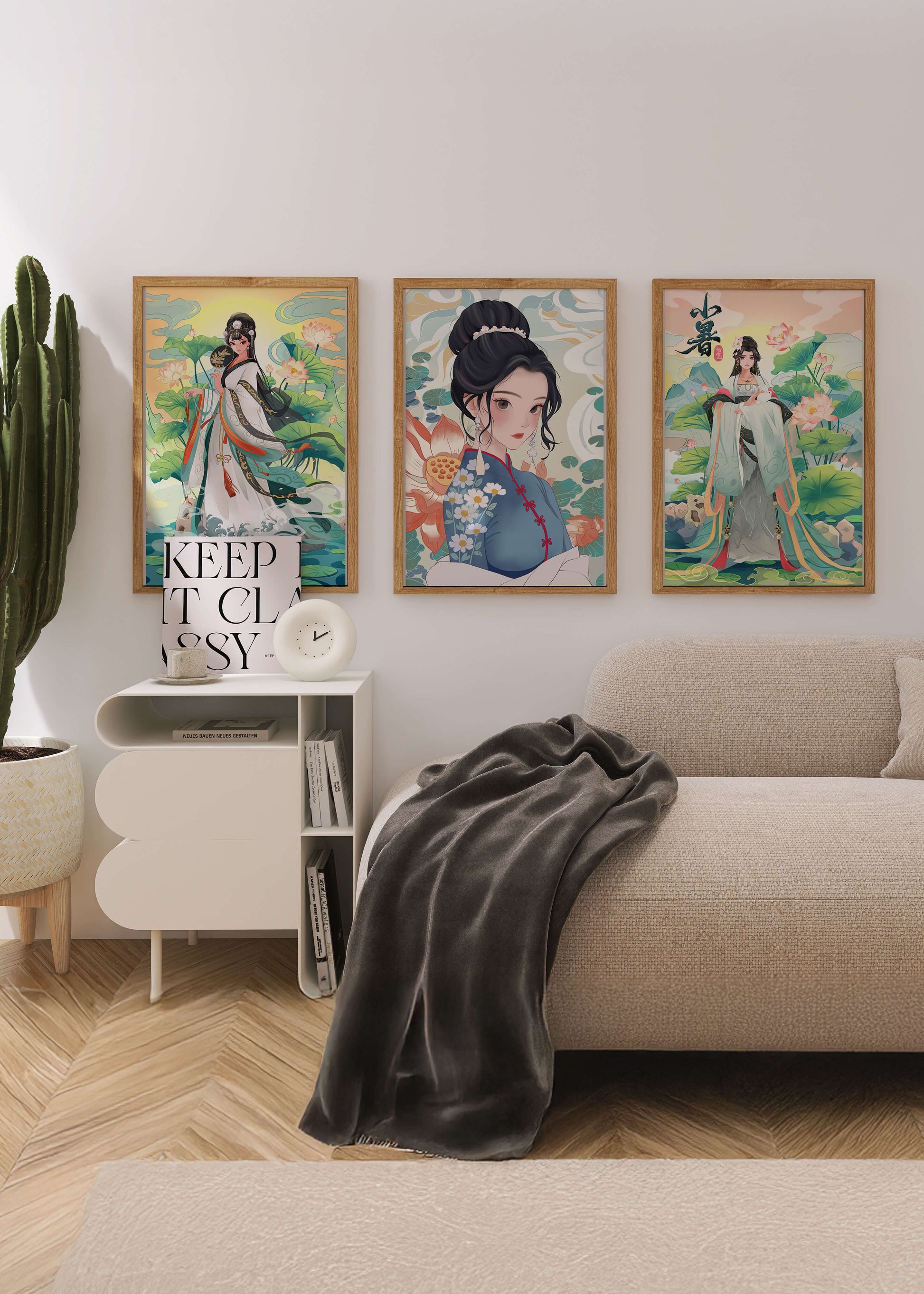 Serie De Arte Chino Con Mujeres Tradicionales En Impresión De Alta Calidad