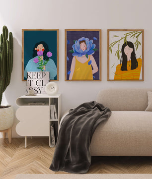 Ensemble de trois illustrations modernes sans cadre